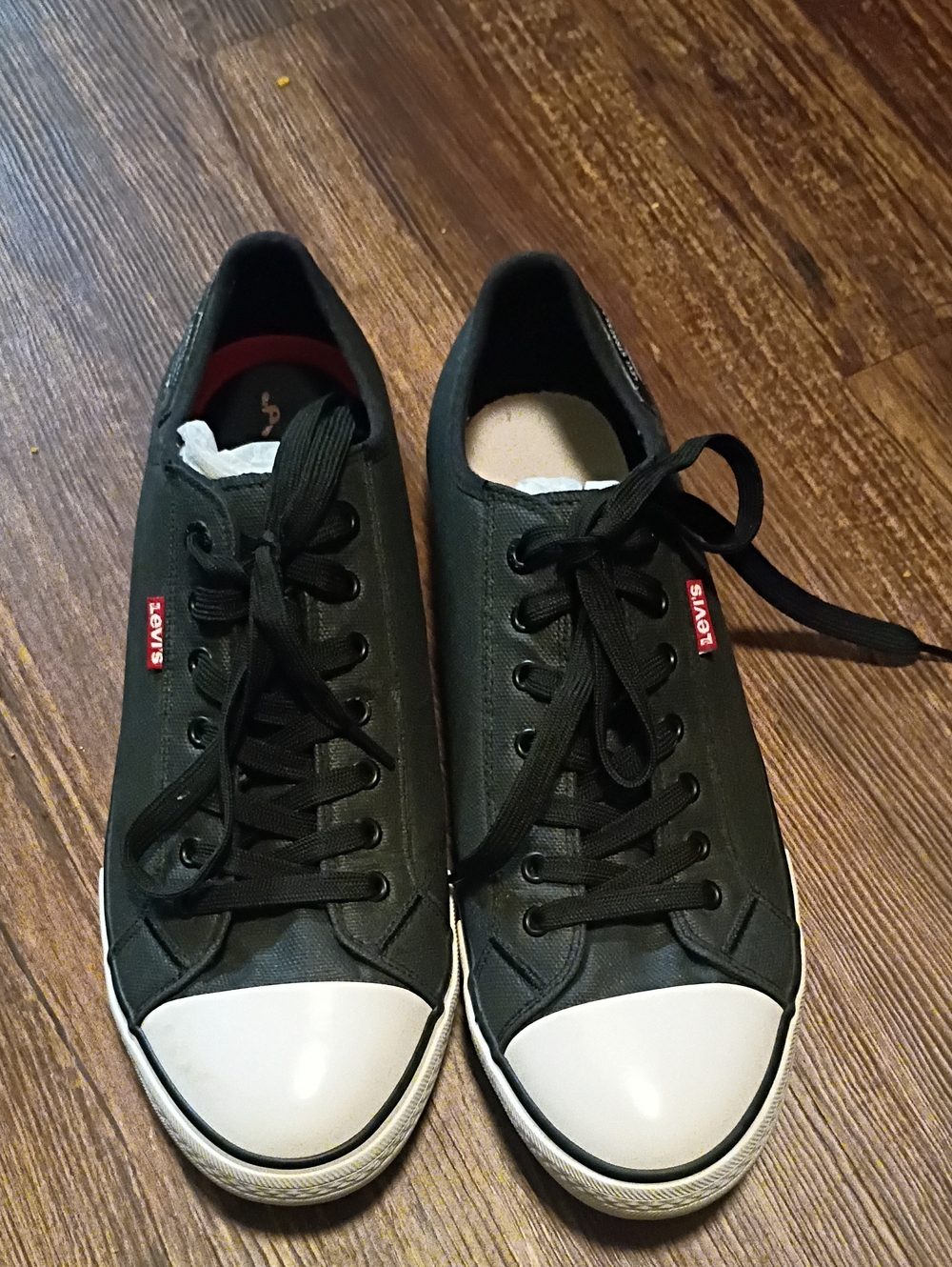 Levi's Black Low-top Canvas White Rubber Cap Toe Classic Lace Up Closure Size 11